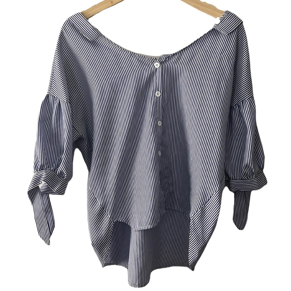 Tie back striped shirt